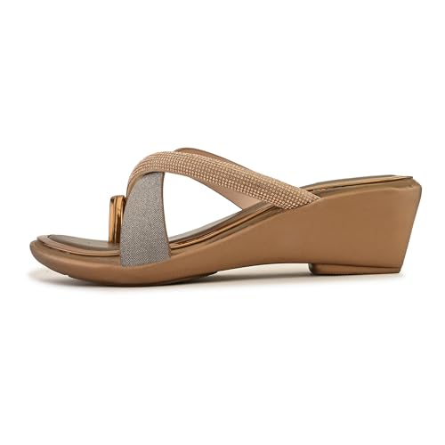 Image of Centrino Women's Wedge Heel Sandals | Stylish Slip-On Sandals for Ladies | Soft Cushioned Footbed for Comfort | Elegant & Trendy Design | Lightweight and Durable Fashion Footwear (9410)
