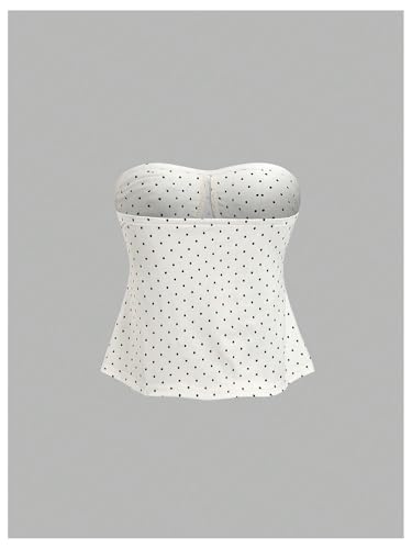 Milumia Women's Polka Dots Going Out Tops Strapless Pleated Tube Top2