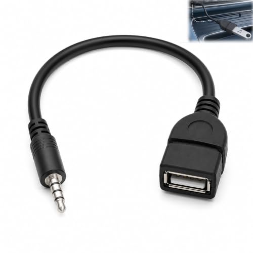 Adaptateur USB vers Auxiliaire, Adaptateur USB Femelle vers Jack 3,5mm Mâle Audio Stéréo Câble...