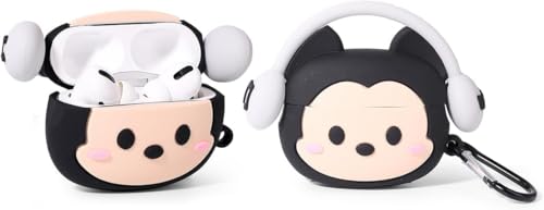 Image of Earphone Case Cover Compatible for Realme Buds T300, Soft Silicone Skin Case Cover Shock-Absorbing Protective Case with Keychain (Front LED Visible) (Minnie With Grey Band)