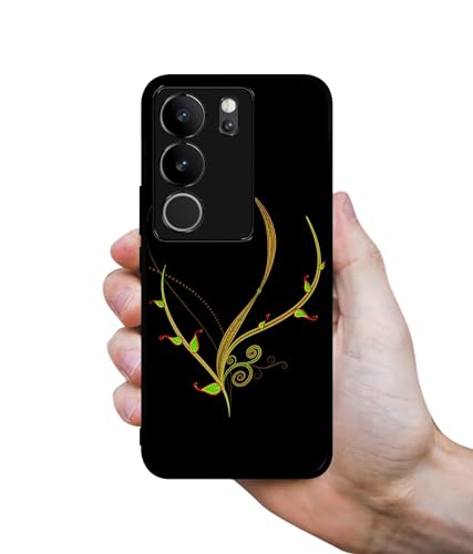 Image of Yellow Pattern Design Premium 2D Printed Metal Back Case Cover for Vivo V29 5G / V29 Pro 5G