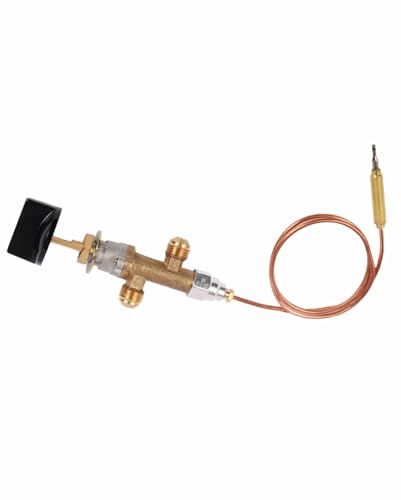 Low Pressure LPG Propane Gas Fireplace Fire Pit Flame Failure Safety Control Valve Kit with Thermocouple and Knob Switch, 3/8