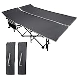 REDCAMP 2 Person Oversize Camping Cots for Adults, 56'' Extra Wide Sleeping Cots Heavy Duty, XXXL Cots Portable for Outdoor Indoor Office, Grey