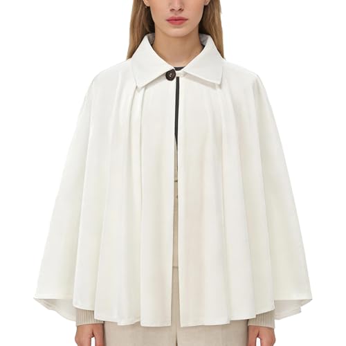 SightYoung Velvet Cape for Women Medieval Turn Down Collar Cloak Gothic Short Velvet Cape for Men Women Renaissance Cloak for Men White 27.5in