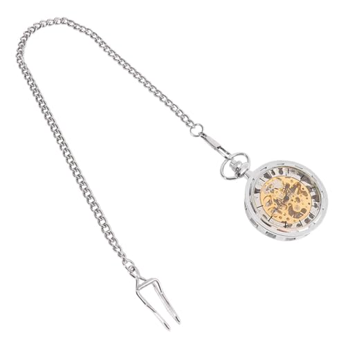 Reloj de bolsillo de aleación plata con esfera fácil de leer sin pilas estilo vintage