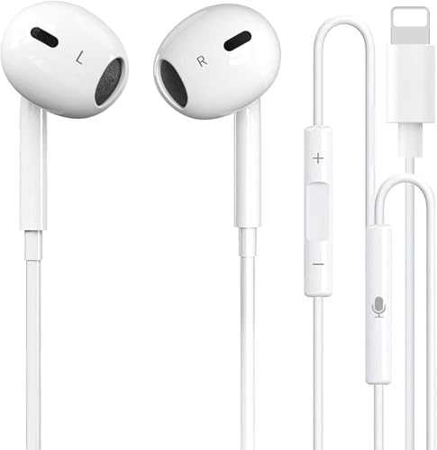 iPhone Headphones Wired Earbuds [MFI Certified] In-Ear Headphones with Lightning Connector (Built in...
