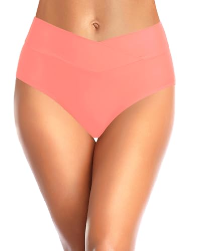 Image of Women V Cut Full Coverage Bikini Bottom - High Waist Swim Bathing Suit Bottoms Cross V Front Swimsuit