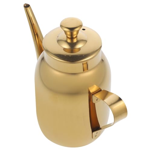 BESPORTBLE Recipiente Acero Inoxidable 300ml Dispensador Aceite Cocina Multifunción para Vinagre y Salsa Soja Doméstico, Contenedor Condimentos Líquido Práctico Dorado