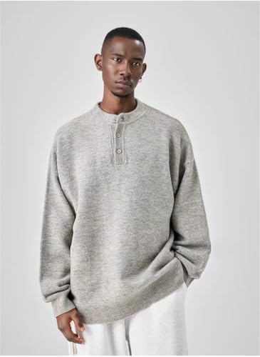 Round Neck Long Sleeve Pullover Soft Touch Henley Sweater for Men and Women Winter 5