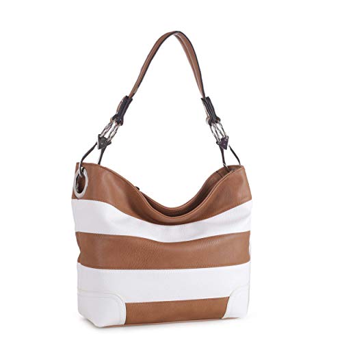 Image of MKF Hobo Bag for Women - PU Leather Handbag - Womens Shoulder Bag Top Handle Fashion Pocketbook Purse Brown