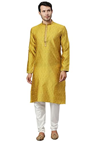Image of Rajubhai Hargovindas Men's Jacquard Work Kurta Set