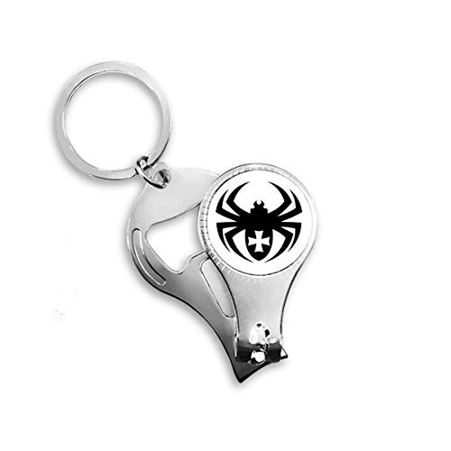 Black Spider Illustration Insect Pattern Nail Nipper Ring Key Chain Bottle Opener Clipper