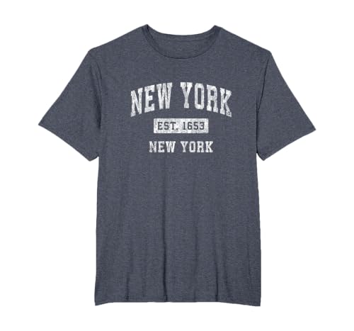 New York New York NY Vintage Established Sports Design T-Shirt, Men's Big and Tall, Heather Blue, 3X Tall