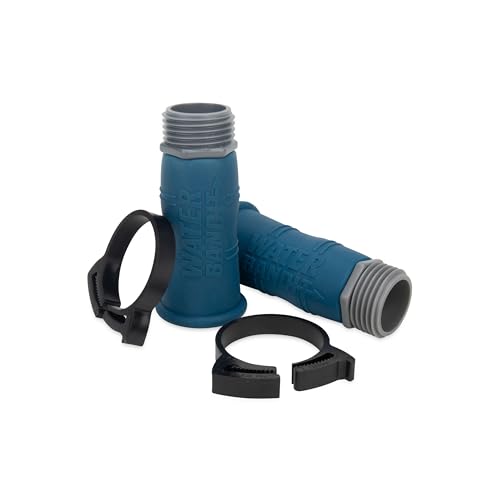 Camco Water Bandit w/Clamp - Connect Garden Hose/Water Hose to Damaged Faucet or Faucet w/o Threads - Features Flexible Design & Includes (2) Water Bandits and (2) Clamps - Drinking Water Safe (22480)