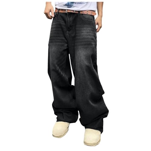 Mens Pants Relaxed Fit Men's Baggy Hip Hop Jeans Wide Leg Skater Denim Pants Casual Loose Fit Long Gift Boy 12