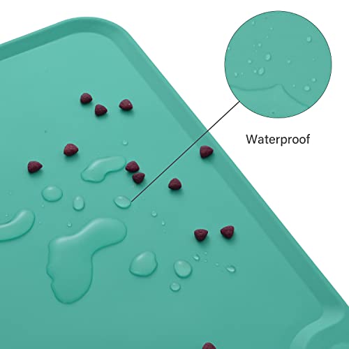 Xiromon -Cat Food Mat，Dog Food Mat，Dog Mat For Food And Water，Keep Your Floor Clean And Tidy With Our Pet Feeding Mat - Anti-Slip, Waterproof And Easy To Clean! (Green, 19 "X 12") #TOP3
