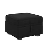 HONBAY Storage Ottoman Module for Sectional Sleeper Sofa with Pull Out Bed, Movable Footrest Ottoman for Modular Couch, Velvet Black