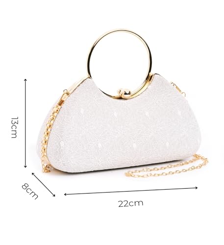 Image of INOVERA (LABEL) Hand Clutches for Women and Girls - Stylish Ladies Party Wedding Clutch Purse with Ring Handle and Chain Strap