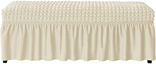 Funda Cubre Sofá Fundas para Sillas Comedor Cubiertas de banco, Spandex Seersucker Bench Slenchcover Soft With Falda Stretch Stretch Tapstered...
