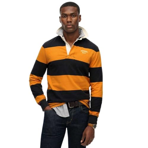 T-shirt Rugby Superdry anti-déformation en coton épais avec rayures rétro S