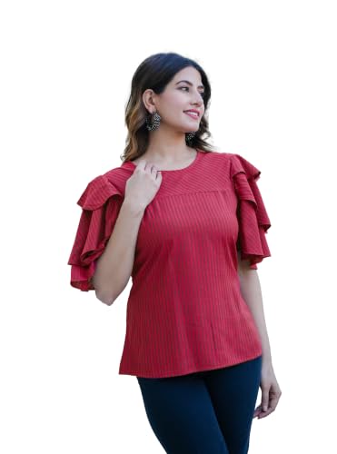Image of Yash Gallery Women's Rayon Printed Realaxed Fit Top for Women & Girls