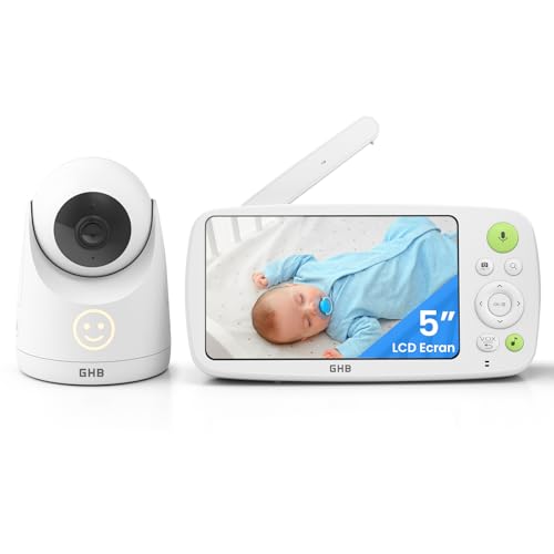 GHB Babyphone mit Kamera 5 Zoll HD 1080P Babyphone 4000-mAh-Akku 7x24 St. im VOX Modus 4xZoom Gegensprechen Nachtsicht Reichweite 300m GHB Babyphone mit Kamera 5 Zoll HD 1080P Babyphone 4000-mAh-Akku 7x24 St. im VOX Modus 4xZoom Gegensprechen Nachtsicht Reichweite 300m