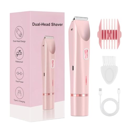 Recortadora de Bikini para Mujeres - Epilador De Depilación Con Cabezales Dobles | Depiladora Eléctrica Para Mujeres De 400mAh | para el Aseo del Público, Piel Corporal, Zona Íntima y