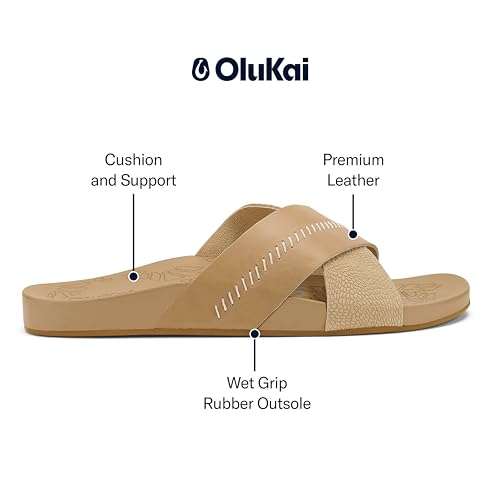 Image of OluKai Kipe'a Olu Women's Slide Sandal, Premium Leather, Relaxed & Dressy Design For Any Occasion, All-Day Comfort & Fit