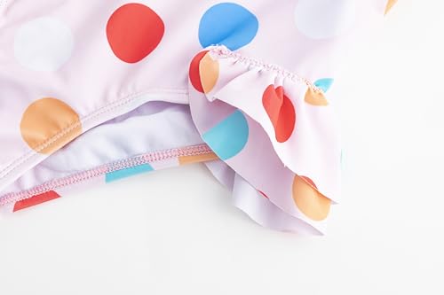 LIZENS Girls One Piece Swimwear Polka Dots 2-12Years Ruffle Trim Bow Beach Bathing Suit for Kids Swimsuit Flounce4
