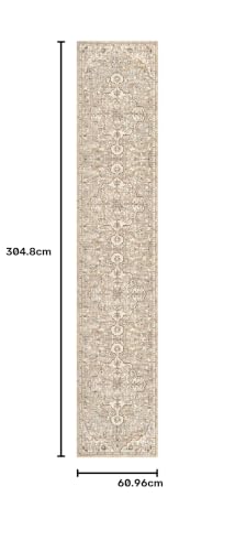 Alfombra de pasillo bohemia beige de 60x300 cm lavable 3