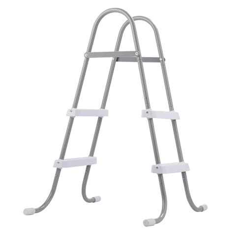 Image of 2 Steps Pool Ladder,Iron Above Ground Swimming Pools Steps Safety Ladders,Outdoor Pool Ladders,Heavy Duty Swimming Pools Ladder,with Metal Legs,for Outside Yard Backyard Garden Deck (Grey & White)