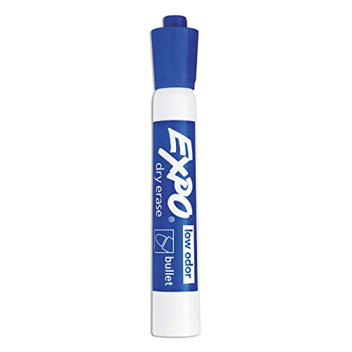 EXPO Dry Erase Markers, Low Odor Ink, Blue, Bullet Tip, 12 Count - Whiteboard, Calendar, Organization, Essential Supplies for Office, School, Classroom, Teachers - image 4