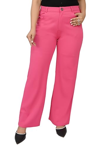 Image of Women's Wide Leg 4-Way Stretch Stripped Business Casual Pants Flexi Waist Wrinkle Resistant