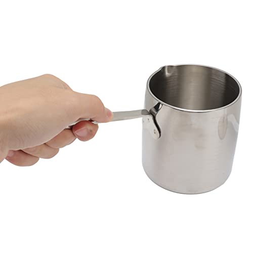 Butter Warmer Pot, Butter Coffee Milk Warmer Three Ply Stainless Steel Butter Warmer Mini Butter Melting Pot with Accurate Scales Hole (450ML)