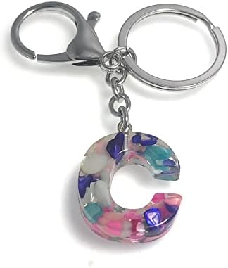 FizzyButton Gifts Initial Letter Keyring Key Ring and Lobster Clasp with Multicolour Shell Charm