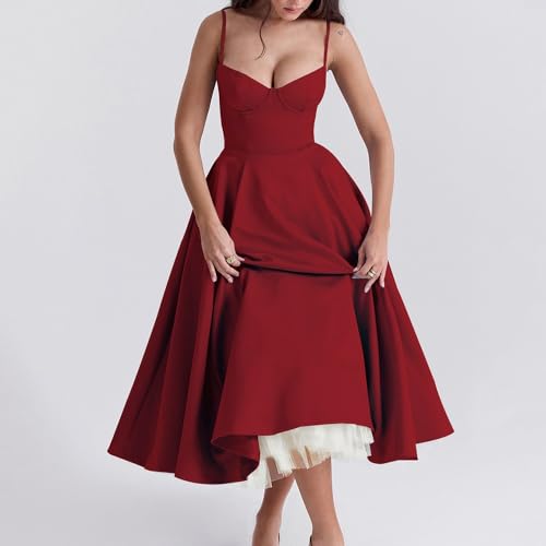 Cocktail Dresses for Women:Spaghetti Strap Corset Party Gown with Tulle Lining,Satin Slim Fit Vintage Evening4