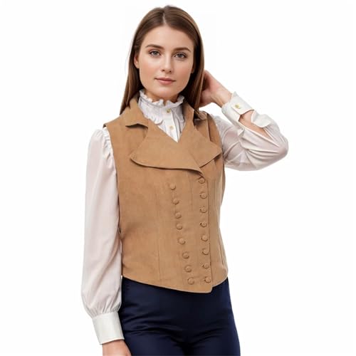 Chaleco medieval de mujer con cuello en V y doble botonadura para traje corsé 4