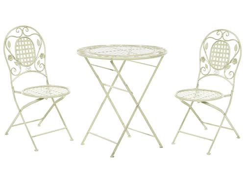 Salon de Jardin Bistrot Table Ronde et 2 Chaises Pliantes pour Terrasse ou Balcon au Style Traditionnel et Provençal Beliani