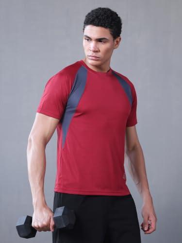 Image of CHKOKKO Gym Tshirt for Men Workout Regular Fit Sports Activewear Man Tshirts with Round Crew Neck and Half Sleeves for Yoga Running&Outdoor Activities