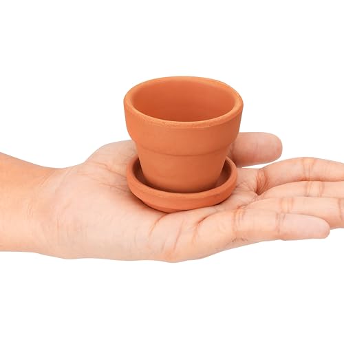 Belle Vous 16 Pack of Unfinished Terracotta Plant Pots & Saucers, 5cm/2 Inches - Image 3