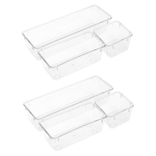 LOLIPPYY 6 pièces Lot Organisateurs Tiroir Transparent Multi Usage pour Maquillage Bureau Cuisine Rangement Cosmétiques et Ustensiles Boîte Compartiments Polyvalente