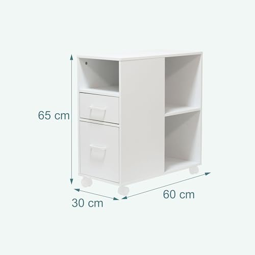 Caisson à roulettes anti-encombrement en MDF blanc pour libérer l'espace de bureau - 4