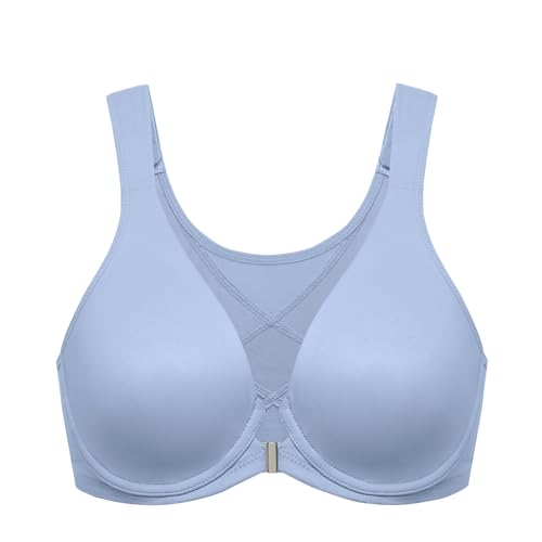 Image of DELIMIRA Women's Front Closure Bras Posture Full Coverage Plus Size Underwire Unlined Back Support Plunge Seamless Bra B-H