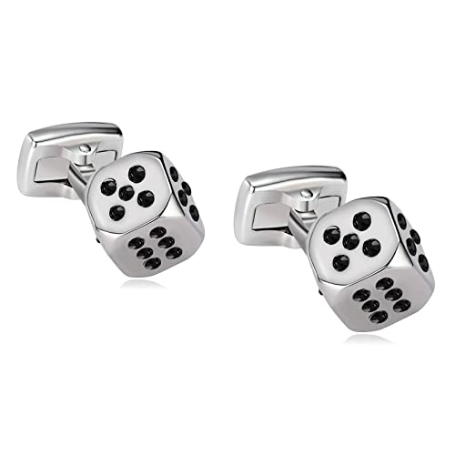 Agobel Gemelos para niños, gemelos para el mejor amigo de acero inoxidable para padre, hijo, dados de la suerte, circonita de cristal con caja de regalo, 1.1x1.1CM, Cristal, Cubic Zirconia
