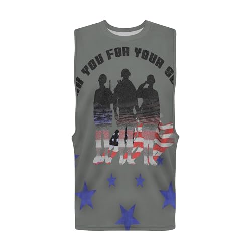 Image of Zhyaj Summer Tanks Top for Men Flag Graphic Print Sleeveless Shirts Casual Working Out Vest T-Shirts Loose-Fit Men's Tank