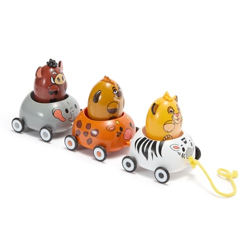 Disney Store Official The Lion King Pull Toy - Includes Simba, Timon, & Pumbaa on Elephant, Zebra, & Giraffe Cars - Perfect for Disney Gifts, Kids Toys, & Sensory Toy Collections