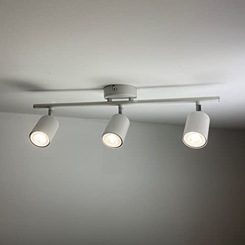 CGC Plafonnier à 3 têtes LED chromées avec angle réglable Blanc Cover