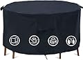 Round Patio Furniture Covers, 74" Dia Outdoor Furniture Covers, Waterproof Outdoor Table Cover, Fire Pit Cover Outdoor Round Table Dining Set Cover Anti-Fading Cover for Outdoor Furniture Set