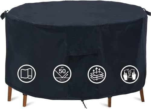 Garden Furniture Covers Waterproof, Garden Table Cover Round Patio Furniture Table Covers Outdoor Round Table Cover Patio Set Cover Protection Windproof Anti-UV Circular (Ø183x90cm)