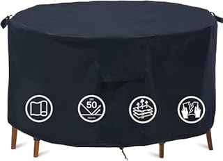 Garden Furniture Covers Waterproof, Garden Table Cover Round Patio Furniture Table Covers Outdoor Round Table Cover Patio Set Cover Protection Windproof Anti-UV Circular (Ø183x90cm)